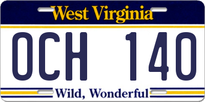 WV license plate OCH140