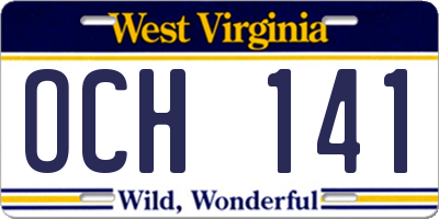 WV license plate OCH141