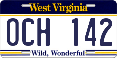 WV license plate OCH142