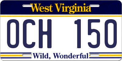 WV license plate OCH150