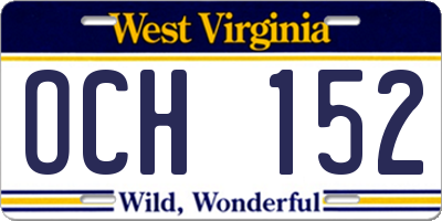WV license plate OCH152