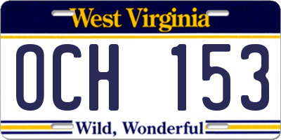 WV license plate OCH153
