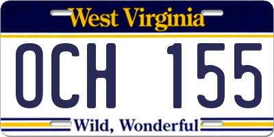 WV license plate OCH155
