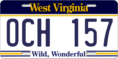 WV license plate OCH157