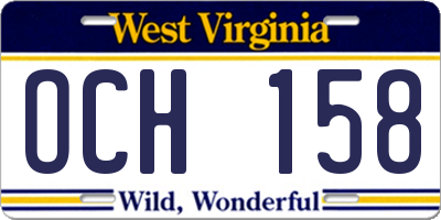 WV license plate OCH158