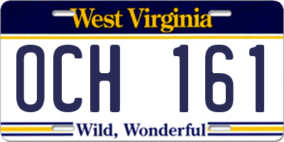 WV license plate OCH161