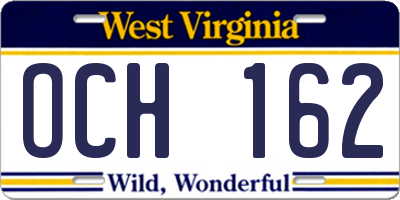 WV license plate OCH162