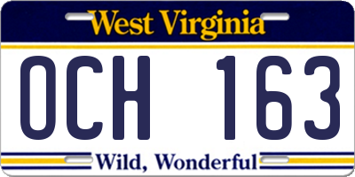 WV license plate OCH163