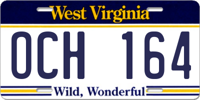 WV license plate OCH164