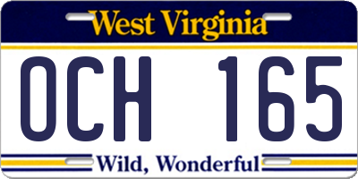 WV license plate OCH165