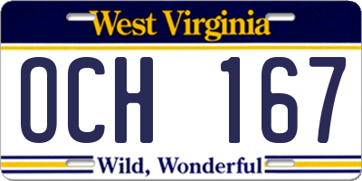 WV license plate OCH167