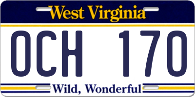 WV license plate OCH170