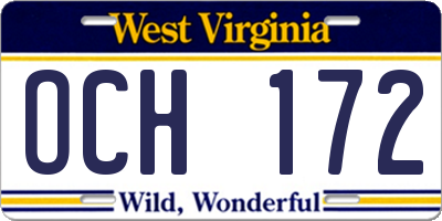 WV license plate OCH172