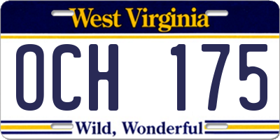 WV license plate OCH175