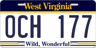 WV license plate OCH177