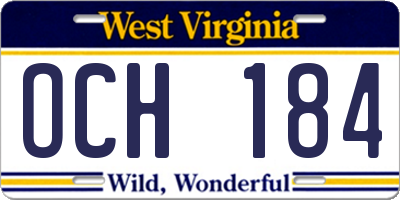 WV license plate OCH184