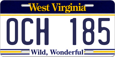 WV license plate OCH185