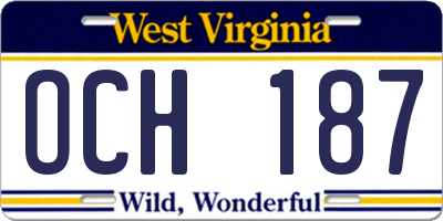 WV license plate OCH187