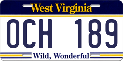 WV license plate OCH189