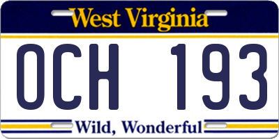 WV license plate OCH193