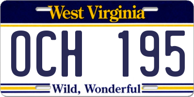 WV license plate OCH195