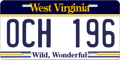 WV license plate OCH196