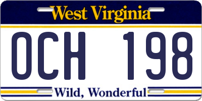 WV license plate OCH198
