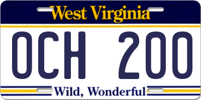 WV license plate OCH200