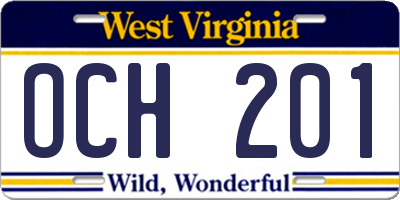 WV license plate OCH201