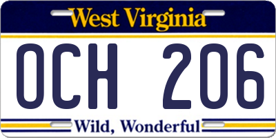 WV license plate OCH206