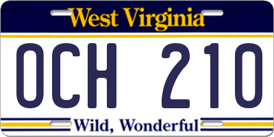 WV license plate OCH210