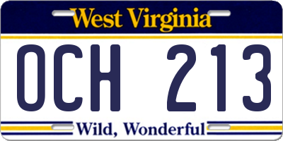 WV license plate OCH213