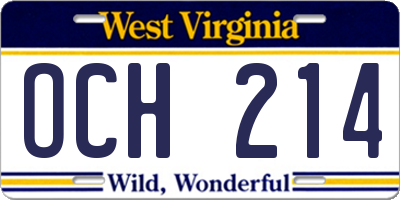 WV license plate OCH214