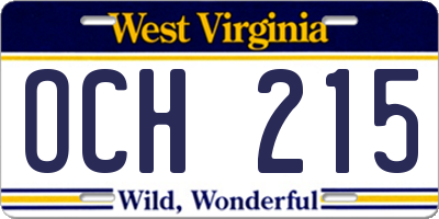 WV license plate OCH215