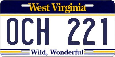 WV license plate OCH221