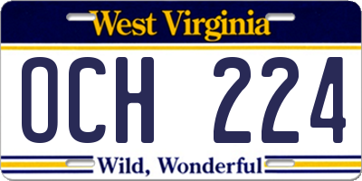 WV license plate OCH224