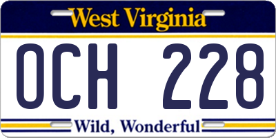 WV license plate OCH228