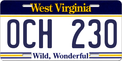 WV license plate OCH230
