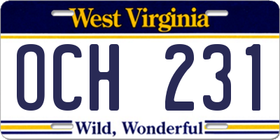 WV license plate OCH231