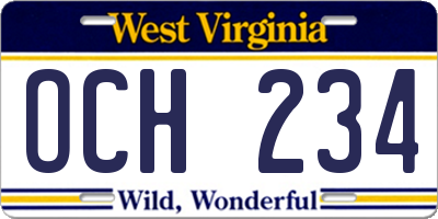 WV license plate OCH234