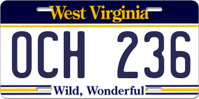 WV license plate OCH236