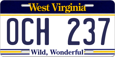 WV license plate OCH237