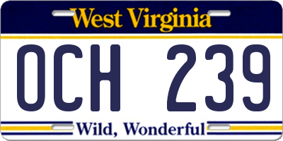 WV license plate OCH239