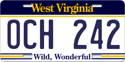 WV license plate OCH242