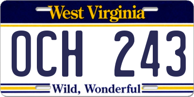 WV license plate OCH243