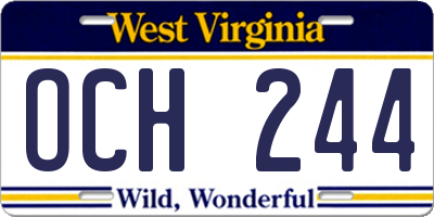 WV license plate OCH244