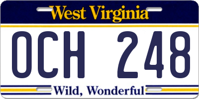WV license plate OCH248