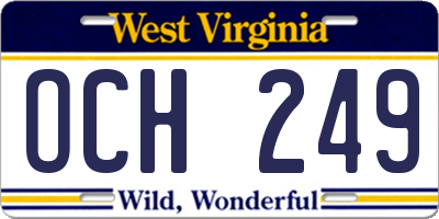 WV license plate OCH249