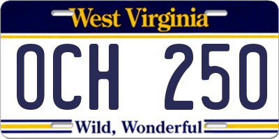 WV license plate OCH250