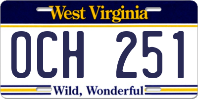 WV license plate OCH251